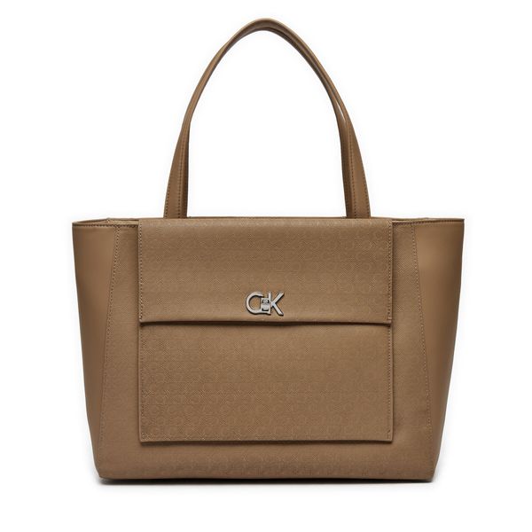 Calvin Klein Дамска чанта Calvin Klein Ck Medium Shopper W/Pocket_Mono K60K613136 Бежов