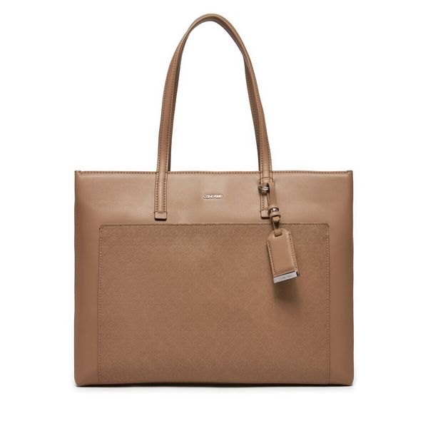 Calvin Klein Дамска чанта Calvin Klein Ck Must Medium Shopper_Mono K60K612774 Бежов