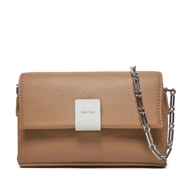 Calvin Klein Дамска чанта Calvin Klein Ck Plaque Sm Crossbody W/Chain K60K612785 Кафяв