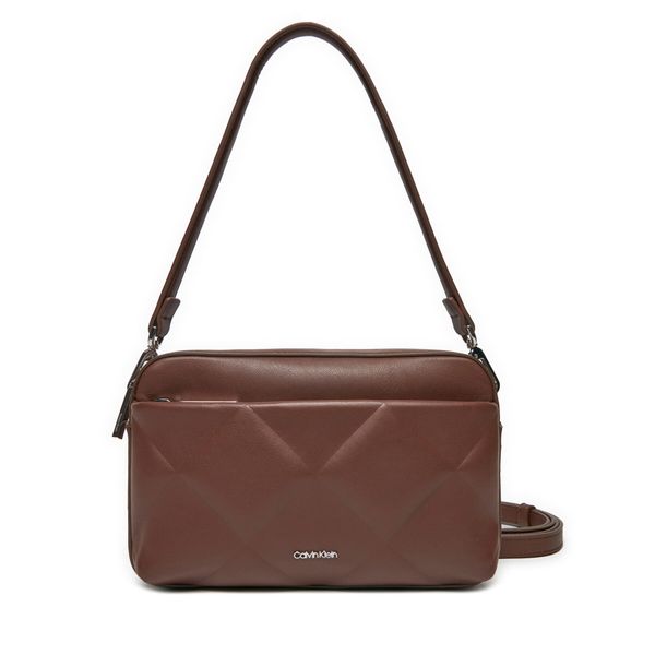 Calvin Klein Дамска чанта Calvin Klein Diamond Quilt Camera Bag W/Pkt K60K612907 Кафяв