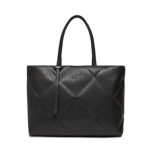 Calvin Klein Дамска чанта Calvin Klein Re-Lock Quilt Tote Lg K60K611339 Черен