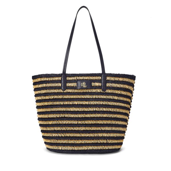 LAUREN RALPH LAUREN Дамска чанта LAUREN RALPH LAUREN Brie Striped Straw Large Tote Bag 431959019002 Тъмносин