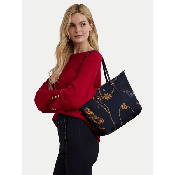 LAUREN RALPH LAUREN Дамска чанта LAUREN RALPH LAUREN Medium Keaton Belting Nylon Tote Bag 431916737027 Тъмносин