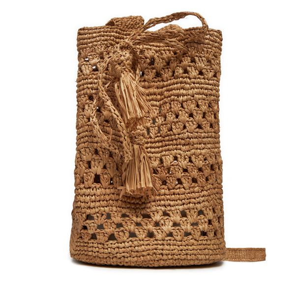 Manebi Дамска чанта Manebi Handcrafted Raffia Beach Bucket Weaving V 2.2 AO Кафяв