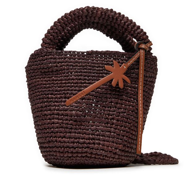 Manebi Дамска чанта Manebi Handcrafted Raffia Summer Bag Mini V 7.4 AM Кафяв
