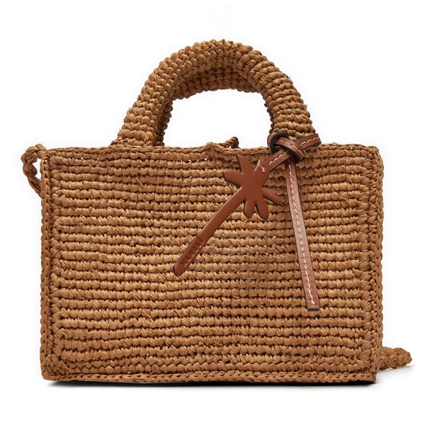 Manebi Дамска чанта Manebi Handcrafted Raffia Sunset Bag Mini V 2.2 CO Бежов