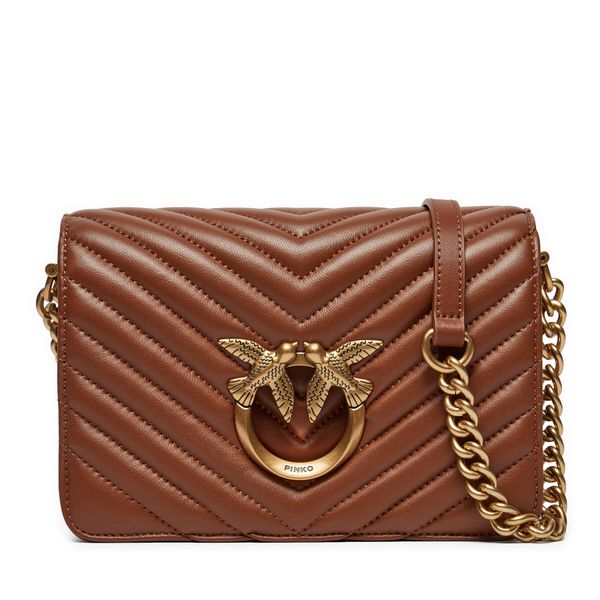 Pinko Дамска чанта Pinko Sheep Nappa Chevron Кафяв