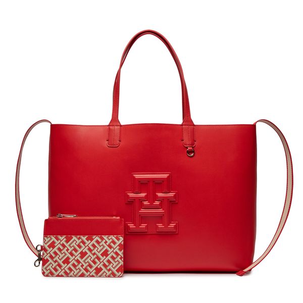 Tommy Hilfiger Дамска чанта Tommy Hilfiger Iconic Tommy Tote Mono Pouch AW0AW16072 Fierce Red XND