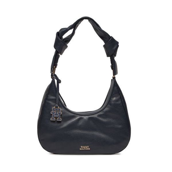 Tommy Hilfiger Дамска чанта Tommy Hilfiger Pushlock Leather Hobo AW0AW16073 Space Blue DW6