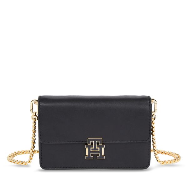 Tommy Hilfiger Дамска чанта Tommy Hilfiger Pushlock Leather Small Crossover AW0AW15227 Black BDS