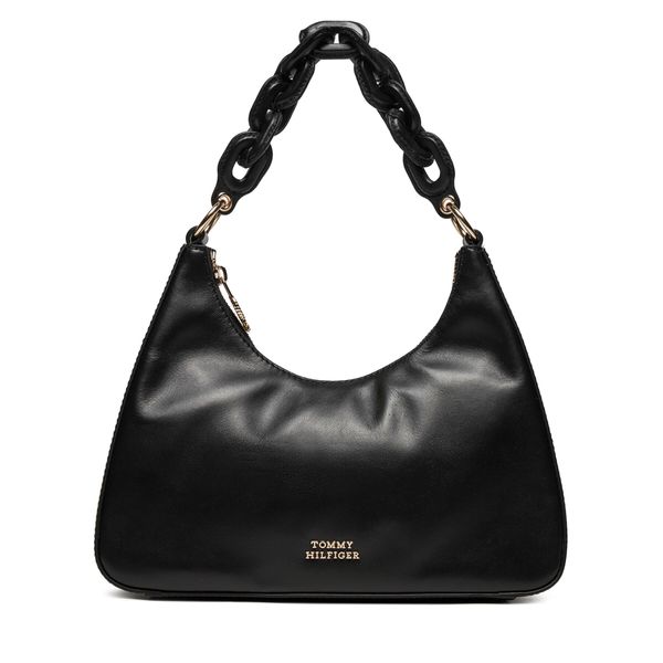 Tommy Hilfiger Дамска чанта Tommy Hilfiger Soft Leather Shoulder Bag AW0AW16293 Черен