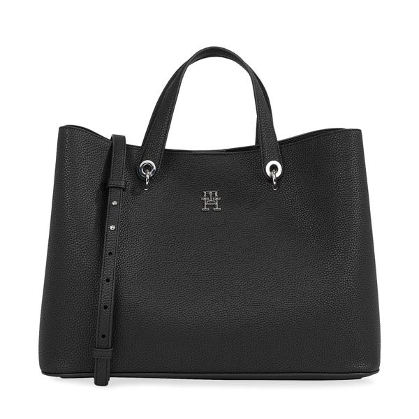 Tommy Hilfiger Дамска чанта Tommy Hilfiger Th Emblem Satchel AW0AW15177 Black BDS