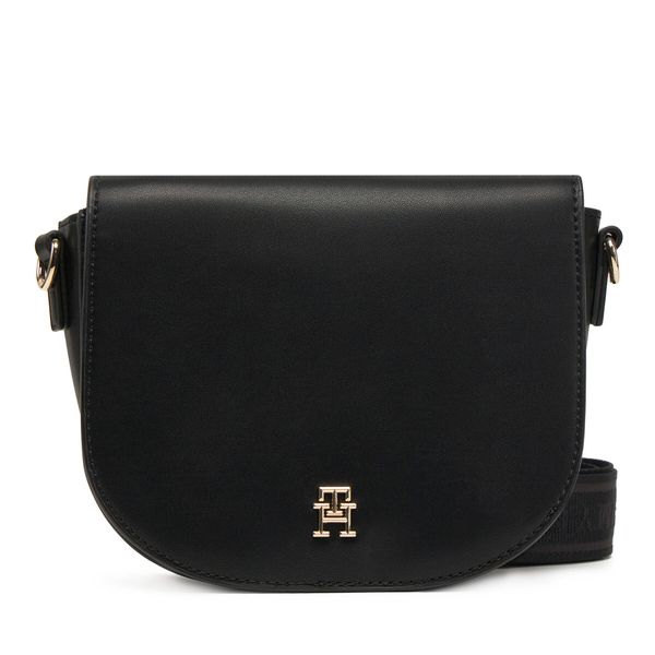 Tommy Hilfiger Дамска чанта Tommy Hilfiger Th Logotape Saddle Bag AW0AW17184 Черен