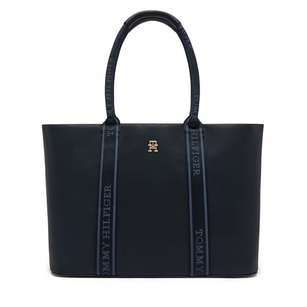 Tommy Hilfiger Дамска чанта Tommy Hilfiger Th Logotape Tote AW0AW17198 Тъмносин