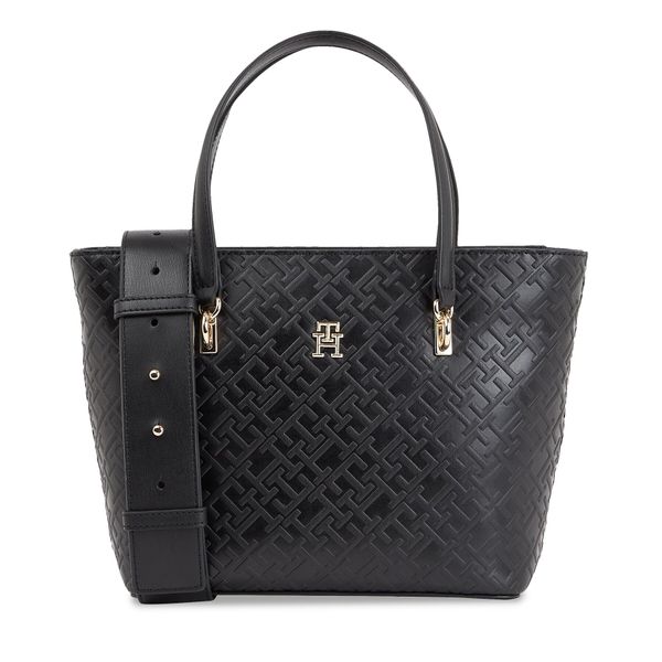 Tommy Hilfiger Дамска чанта Tommy Hilfiger Th Refined Mini Tote Mono AW0AW16002 Black BDS