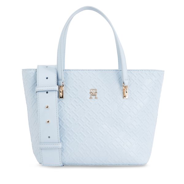 Tommy Hilfiger Дамска чанта Tommy Hilfiger Th Refined Mini Tote Mono AW0AW16002 Светлосиньо