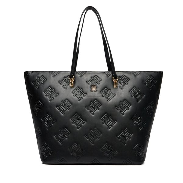 Tommy Hilfiger Дамска чанта Tommy Hilfiger Th Refined Tote Mono AW0AW15726 Black BDS