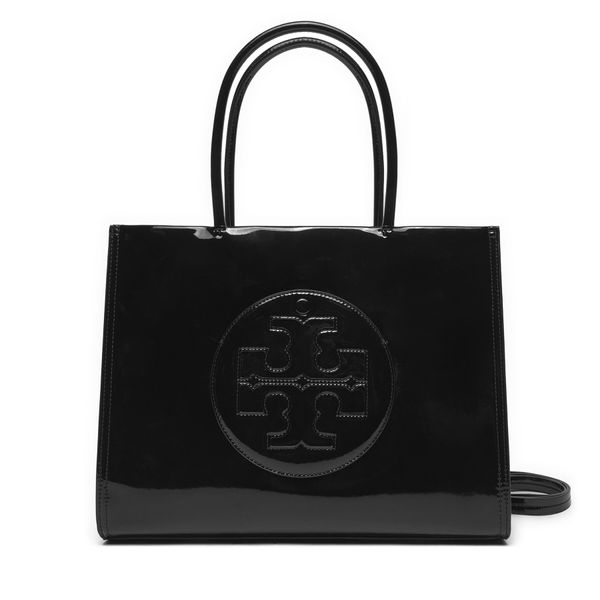 Tory Burch Дамска чанта Tory Burch Ella Bio Patent Small Tote 161876 Черен