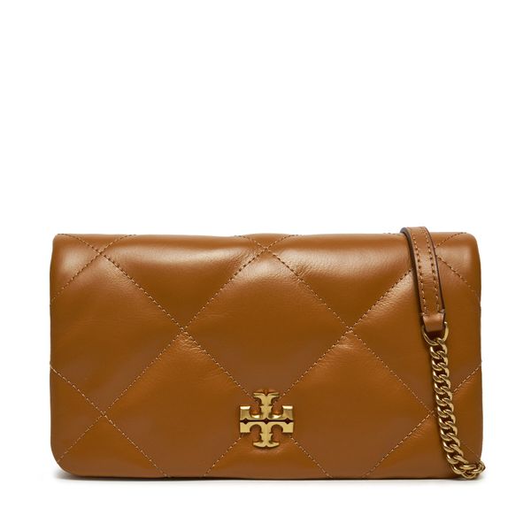 Tory Burch Дамска чанта Tory Burch Kira iamond Quilt Chain Wallet 158624 Кафяв