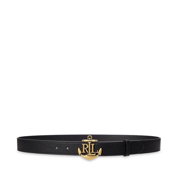 LAUREN RALPH LAUREN Дамски колан LAUREN RALPH LAUREN Anchor-Logo Skinny Leather Belt 412957004001 Черен