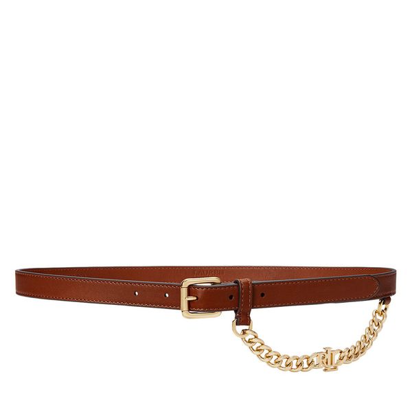 LAUREN RALPH LAUREN Дамски колан LAUREN RALPH LAUREN Logo-Chain Leather Skinny Belt 412968767001 Кафяв