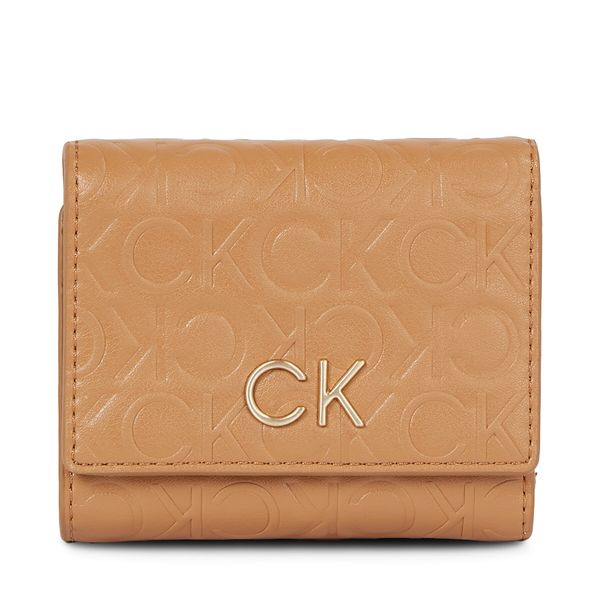 Calvin Klein Дамски портфейл Calvin Klein Re-Lock Trifold Xs Emb K60K611321 Brown Sugar GA5
