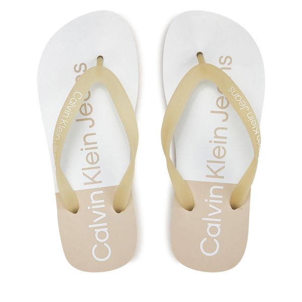 Calvin Klein Jeans Джапанки Calvin Klein Jeans Beach Sandal Flatform Monologo YW0YW01617 Екрю