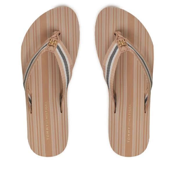 Tommy Hilfiger Джапанки Tommy Hilfiger Im Th Print Beach Sandal FW0FW08370 Бежов