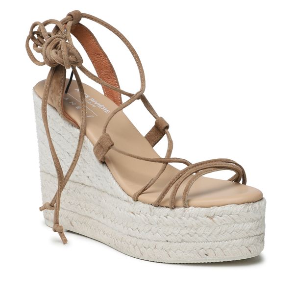 Manebi Еспадрили Manebi Soft Suede Lace-Up Wedge Espadrilles L 8.7 WA Кафяв