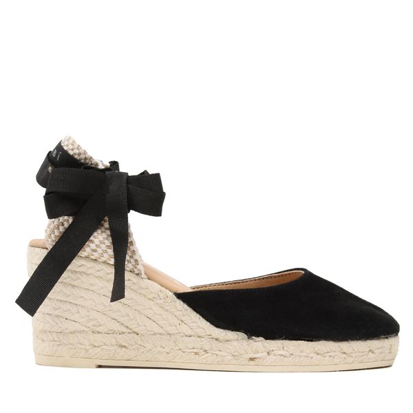 Manebi Еспадрили Manebi Soft Suede Low Wedge Espadrilles K 1.0 WL Черен