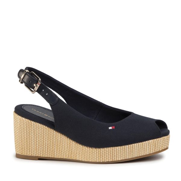 Tommy Hilfiger Еспадрили Tommy Hilfiger Iconic Elba Sling Back Wedge FW0FW04788 Тъмносин