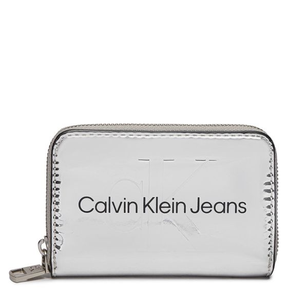 Calvin Klein Jeans Голям дамски портфейл Calvin Klein Jeans Sculpted Med Zip Around Mono S K60K611863 Silver 0IM