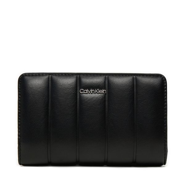 Calvin Klein Голям дамски портфейл Calvin Klein Line Quilt Medium Bifold K60K612828 Черен