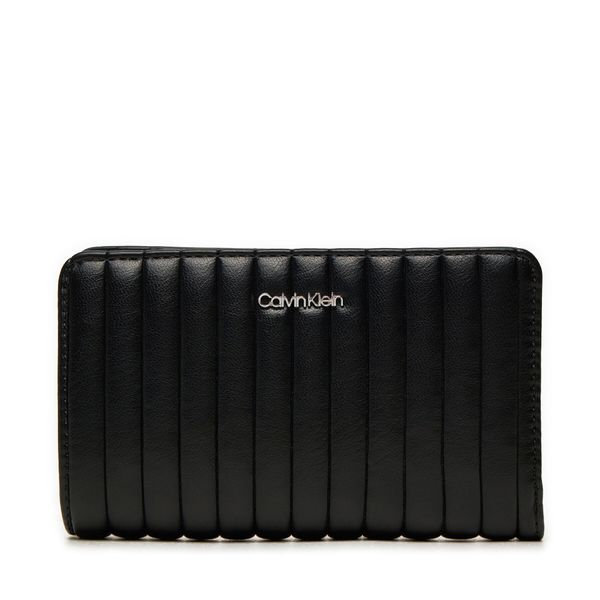 Calvin Klein Голям дамски портфейл Calvin Klein Mini Line Quilt Medium Bifold K60K613063 Черен