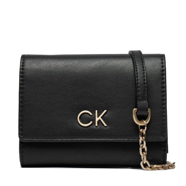 Calvin Klein Голям дамски портфейл Calvin Klein Re-Lock Trifold Md W/Chain K60K611458 Ck Black BEH