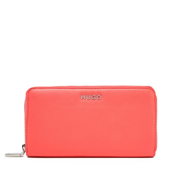 HUGO Голям дамски портфейл HUGO Mel Zip 50535952 Коралов