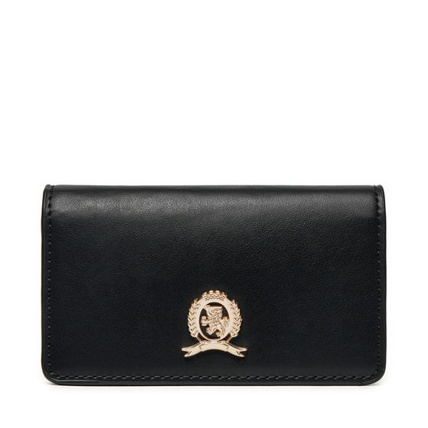Tommy Hilfiger Голям дамски портфейл Tommy Hilfiger Luxe Leather Med Flap AW0AW16576 Черен