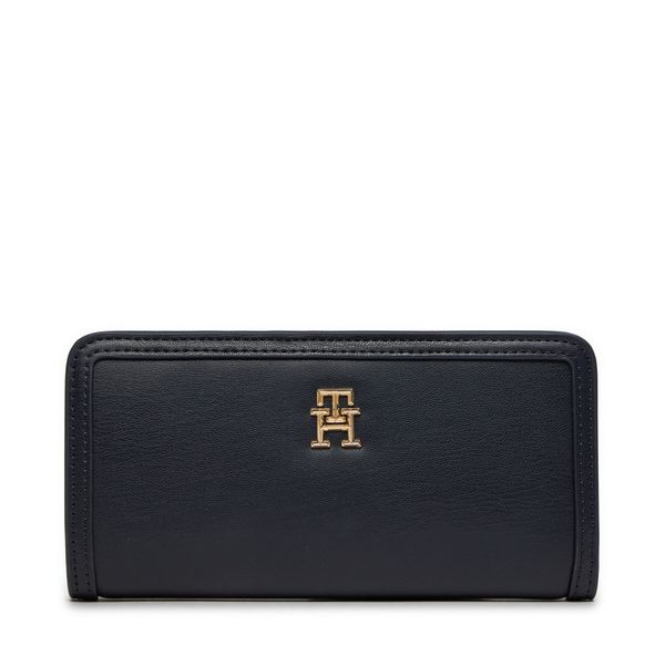 Tommy Hilfiger Голям дамски портфейл Tommy Hilfiger Th Monotype Large Slim Wallet AW0AW16210 Space Blue DW6