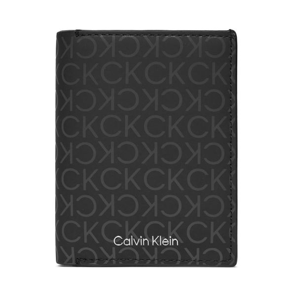 Calvin Klein Голям мъжки портфейл Calvin Klein Rubberized Trifold 6Cc W/Detach K50K511379 Uv Mono Black 0GL