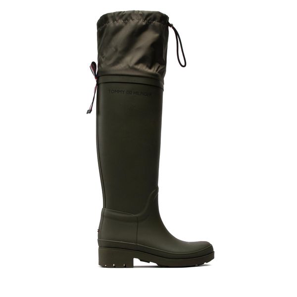 Tommy Hilfiger Гумени ботуши Tommy Hilfiger Overknee Rainboot FW0FW06778 Каки