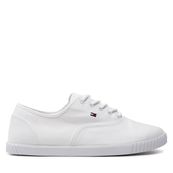 Tommy Hilfiger Гуменки Tommy Hilfiger Canvas Lace Up Sneaker FW0FW07805 Бял