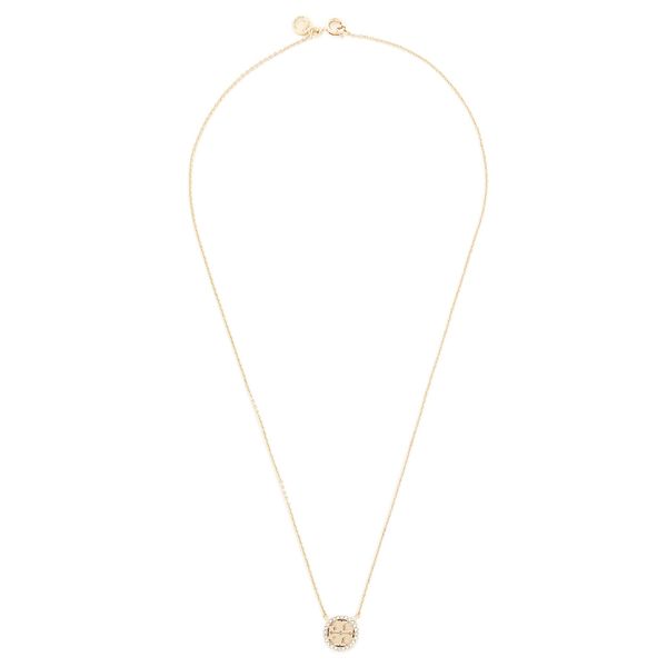 Tory Burch Колие Tory Burch Crystal Logo Delicate Necklace 53420 Златист