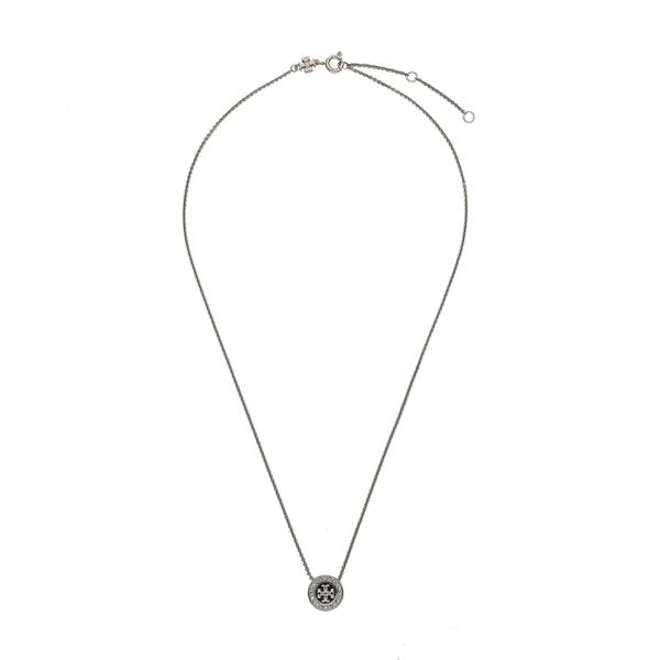 Tory Burch Колие Tory Burch Kira Enamel Pave Pendant Nackalce 143755 Shiny Hematite/Black Multi 886