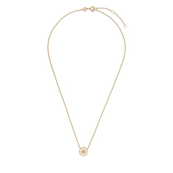 Tory Burch Колие Tory Burch Kira Enamel Pendant 90549 Бял