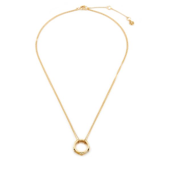 Tory Burch Колие Tory Burch Miller Stud Circle Pendant 160172 Златист