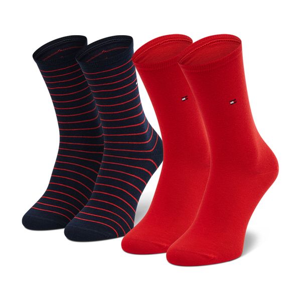 Tommy Hilfiger Комплект 2 чифта дълги чорапи дамски Tommy Hilfiger 100001494 Red/Navy 007