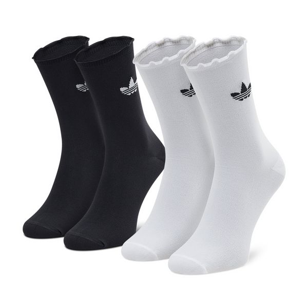 adidas Комплект 2 чифта дълги чорапи мъжки adidas Ruffle Crw 2Pp HC9532 Black/White