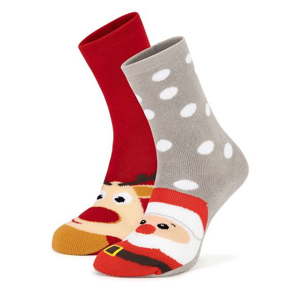 Jenny Fairy Комплект 2 чифта дълги чорапи мъжки Jenny Fairy 4WB-003-AW24 (2-pack) Червен