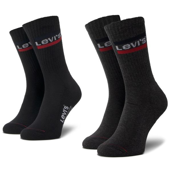 Levi's® Комплект 2 чифта дълги чорапи мъжки Levi's® 37157-0153 Mid Grey/Black