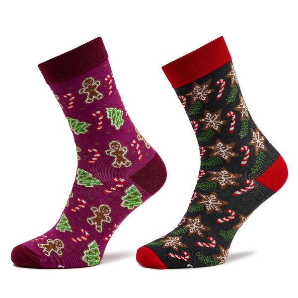 Rainbow Socks Комплект 2 чифта дълги чорапи мъжки Rainbow Socks Xmas Socks Balls Adults Gifts Pak 2 Зелен